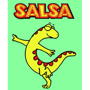 Salsa logo of a happy lizard